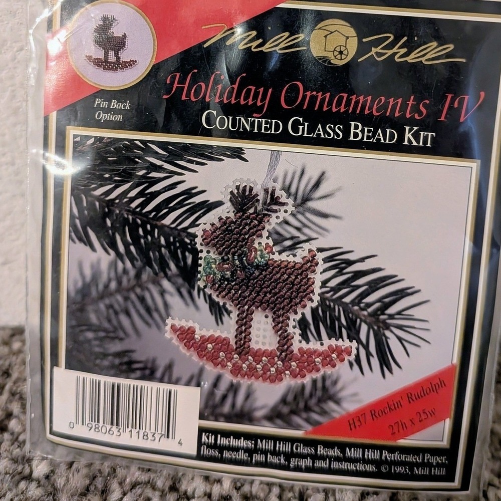 Mill Hill‎ Rockin Rudolph Counted Glass Bead Kit Holiday Ornaments 1993 NEW
